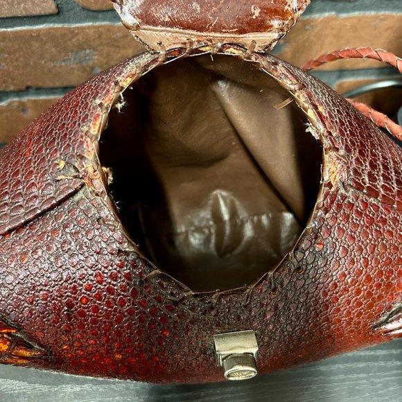 VINTAGE REAL ARMADILLO PURSE 1930’S-1940’S ERA ART BAG - Picture 9 of 10